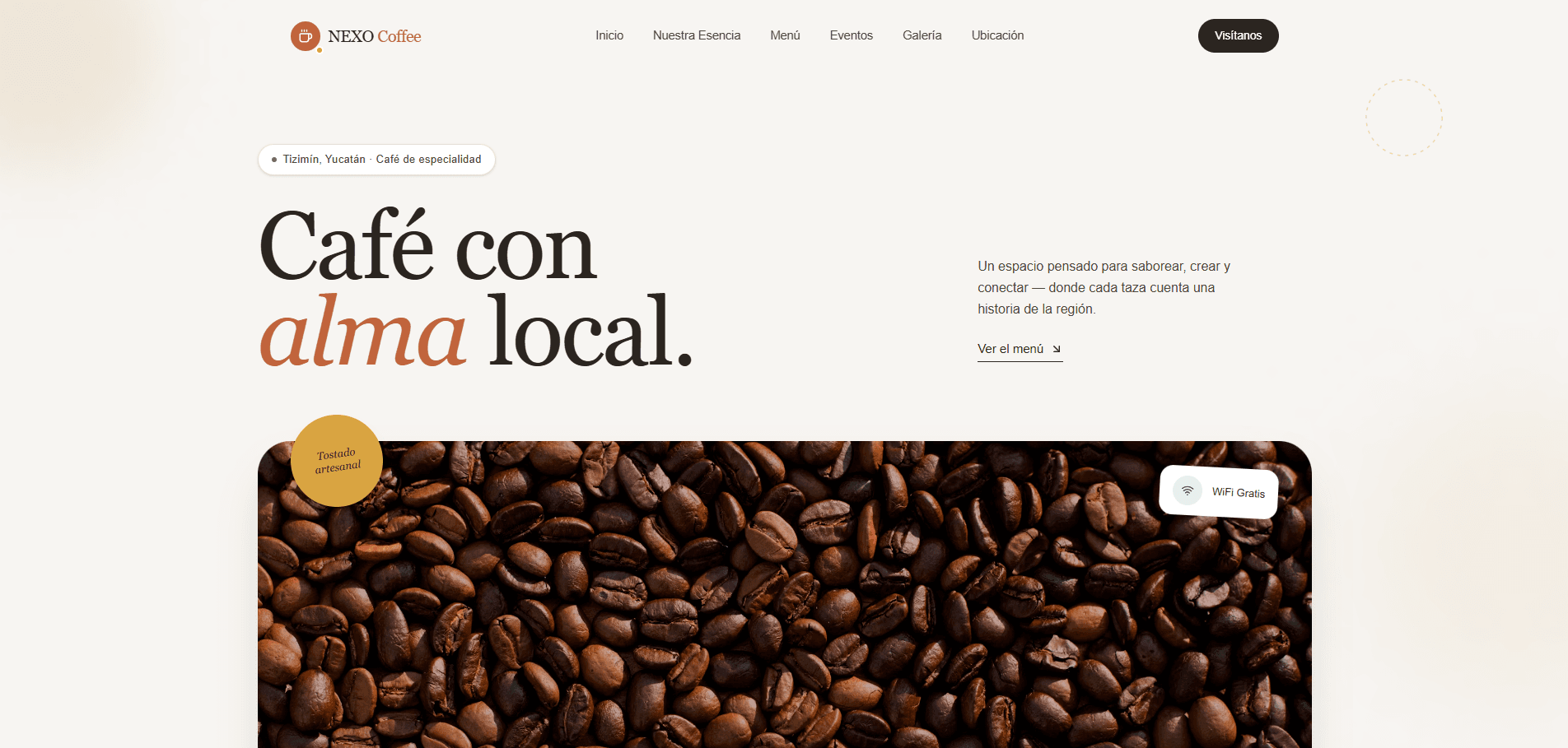 Eventos Café — Landing Comercial, proyecto desarrollado por NEXO SD